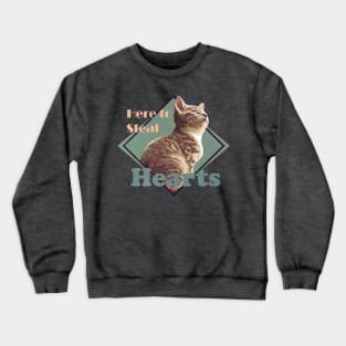 Cat lovers. Here to steal hearts. Retro Crewneck Sweatshirt